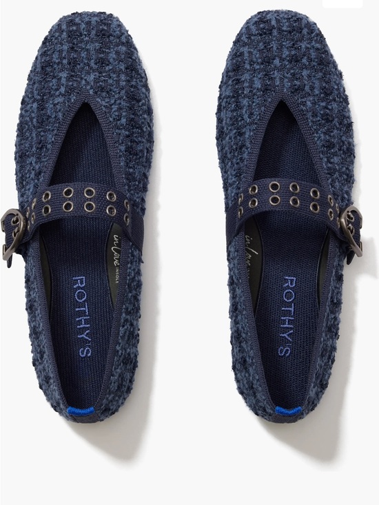 Rothy's Shoes - Rothy's The Max Buckle Women's Mary Janes Blue Tweed Preppy-Boho Sz. 8,5M